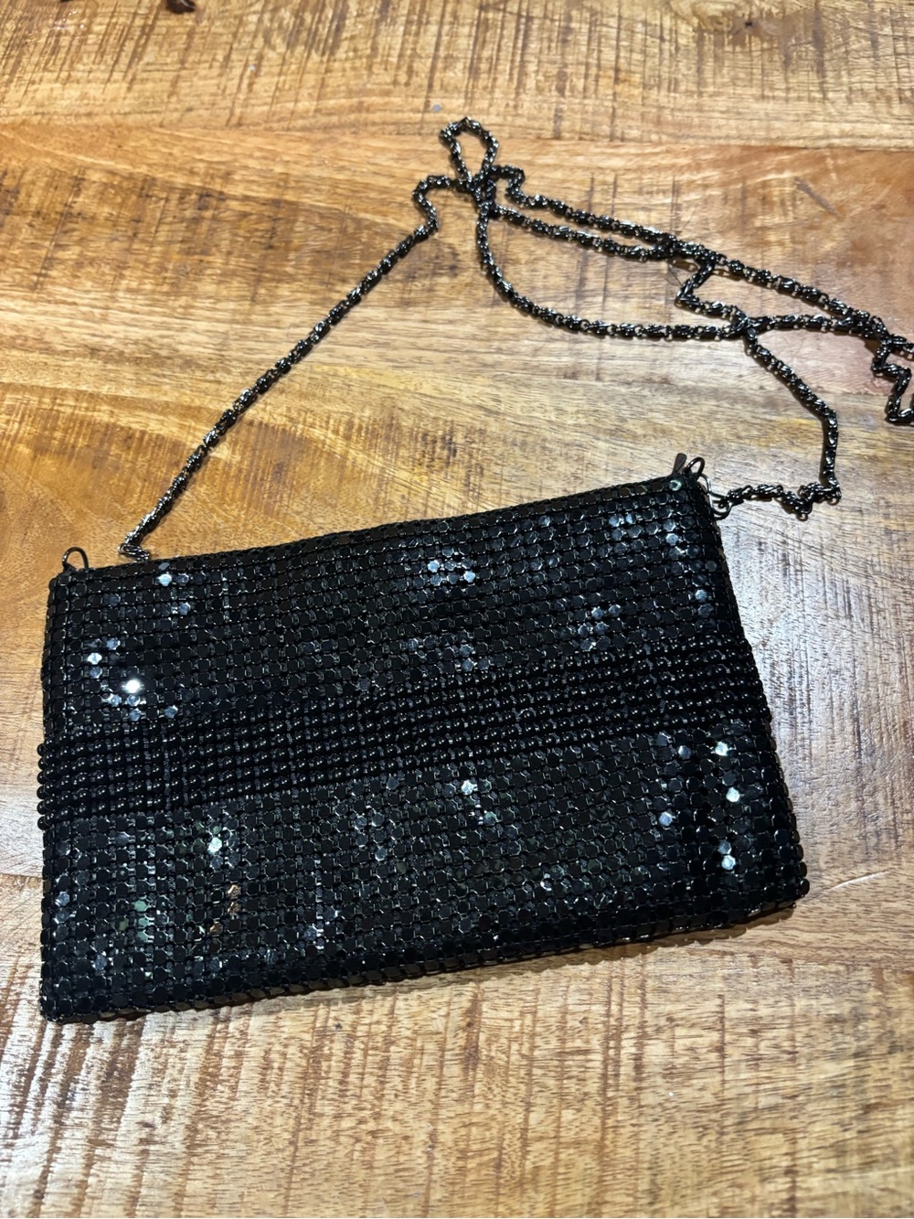 Black Sequin Chain Shoulder Clutch - Women Bags